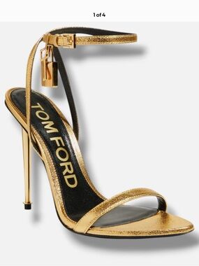 Tom Ford Metallic Gold Ankle-Strap Stiletto Sandal